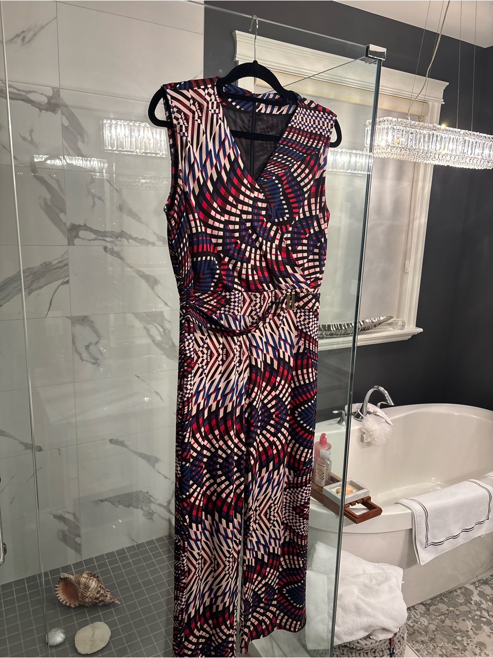 Sleeveless Geometric Print Jumpsuit - Multi-Color size 8 fun! Dressy / Casual